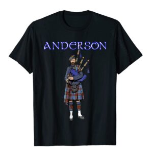 Scotland T-Shirt Anderson Clan Scottish Piper Tartan Kilt Street Tees For Men